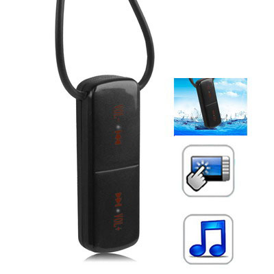 4GB Waterproof IPX7 Touch Button MP3 Player (Black)